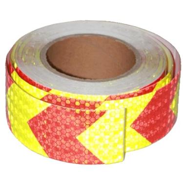 Imagem de Fita reflexiva para carro 3" x10 pés, flurolight amarelo vermelho auto-seta à prova d'água de alta visibilidade aviso de segurança, acessórios externos são seguros e óbvios com tiras reflexivas.
