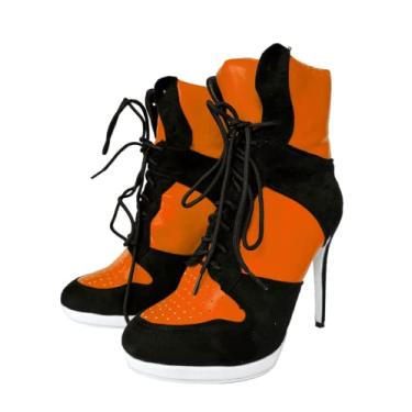 Imagem de Frankie Hsu Botas de cano alto Stiletto Sport Basketball High Heeled Ankle Bootie, casual, preto, azul royal, branco, sola inferior, tênis de designer de tamanho grande para mulheres, Laranja, 7