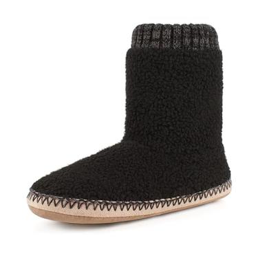 Imagem de cosyone1997 Pantufas de botas confortáveis para homens internos, sapatos felpudos com solas antiderrapantes aderentes, meias de mocassim macias e quentes, presentes de inverno exclusivos para o Natal,