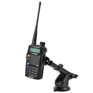 Imagem de HYSHIKRA Suporte para walkie-talkie com ventosa para para-brisas/painel, suporte de rádio portátil com almofada de gel pegajosa forte, compatível com Baofeng UV5R Motorola Talkabout Midland Cobra