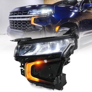 Imagem de Huray Farol adequado para Chevy Tahoe Police Edition (PPV) 2021 2022 2023 LH LED/Halogênio Switchback Farol para Chevrolet Tahoe edição policial substituição lado do motorista