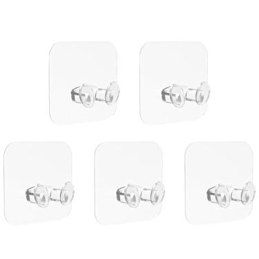 Imagem de Linkidea 5 pacotes de suporte de barbeador de segurança montado na parede, gancho de barbear autoadesivo de plástico para chuveiro e banheiro, suporte conveniente de armazenamento de navalha,