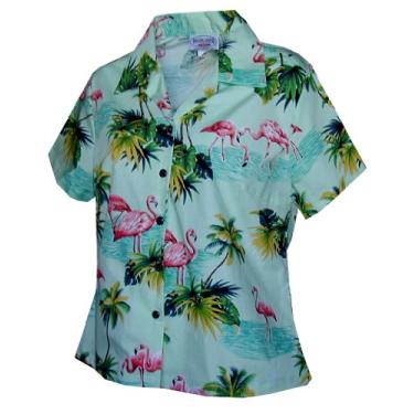 Imagem de Pacific Legend Camiseta feminina rosa Flamingo Paradise justa, Sálvia, P