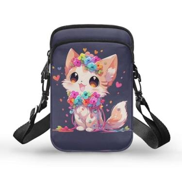 Imagem de BYCHECAR Bolsa tiracolo esportiva de viagem casual para crianças e adolescentes, Gato 1, One Size