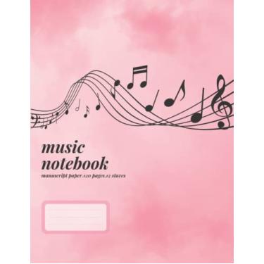 Imagem de Caderno de música para meninas | Folhas em branco / papéis de manuscrito de música / Caderno para músico/Livro de composição: 21,6 x 28 cm Folhas de música/12 bastões / Cajado em branco / Presentes