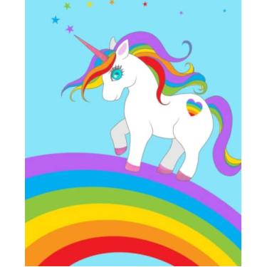 Imagem de Caderno de composição pautado largo: azul unicórnio fofo | Caderno de composição para meninas