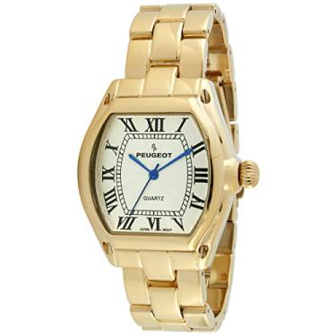 Imagem de Relógio feminino Peugeot com pulseira e mostrador numeral romano, Dourado, large, Relógios de vestido