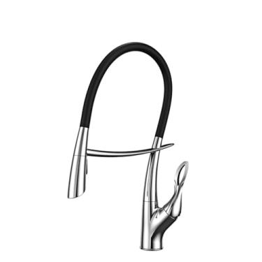 Imagem de Torneira de cozinha luxuosa de latão branco com design de toque inteligente, alça única fria e quente com controle duplo removível para pia preta, cromada