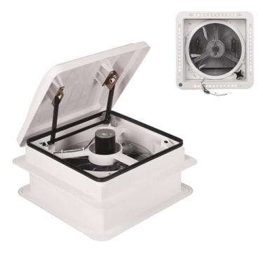 Imagem de Doppy Ventilador de ventilação de teto RV de 35,5 cm, ventilador de ventilação de 12 V com luz LED lâmina de 30,5 cm de diâmetro com tampa branca, ventilador de teto de ventilação de ar de 4