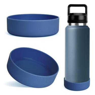 Imagem de Linkidea Bota de garrafa de água compatível com YETI Rambler Bottle 737 g, Yonder 963 g, protetor de silicone antiderrapante para garrafa de água (azul nórdico/pacote com 2)