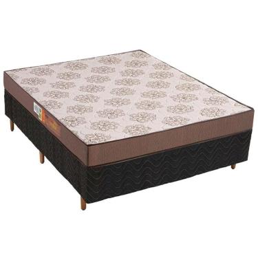 Imagem de  Cama Box Casal: Colchão Espuma Polar D28 Pérola + Base CRC Rústico Black(138x188)
