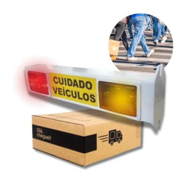 Imagem de Sinalizador de Garagem BRANCO em LED BIVOLT Entrada e Saída de Veículos Com Alerta BIP Sonoro e Visual com FOTOCELULA