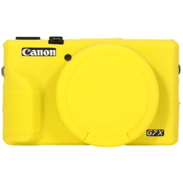 Imagem de AEXUTDA Capa para câmera digital Canon Powershot G7X Mark III, capa de silicone para câmera G7X Mark iii, antiarranhões, ajuste fino, macio, acessórios G7X Mark 3 com capa de lente removível - amarela