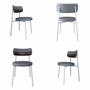 Imagem de Cadeira Kyta Fixa com 4 Pés 50 X 44,7 X 83,8 Cm com 4 Unidades Cinza/Café/Branco