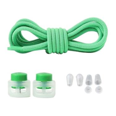 Imagem de Elastic Laces Sneakers Round Rubber Bands No Tie Shoelaces Unisex Basketball Shoe Laces Children Free Tie Shoestrings(Green)