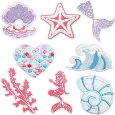 Imagem de Unicórnio bordado sereia arco-íris ferro em remendos flores transferência de calor adesivos de festa de animais para roupas femininas pais filhos jeans camiseta decoração DIY aplique de costura (8