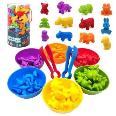 Imagem de Brinquedo Montessori Educativo Animais De Silicone Classificação Das Cores | Montessori Conjunto De Contagem Animal Brinquedo Colorido Educacional Criativo (Animais)