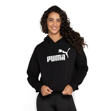 Imagem de Blusa Feminina Cropped Puma com Capuz Essentials Logo