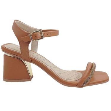 Imagem de Sandália Feminina Casual Dia a Dia Salto Grosso Médio com Strass Ramarim 2428202