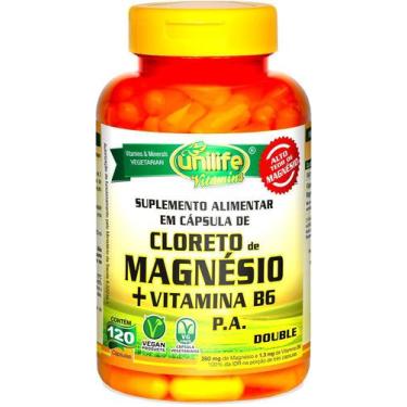 Imagem de Cloreto de Magnésio P.a. + Vitamina B6 Unilife 120 cápsulas de 800mg