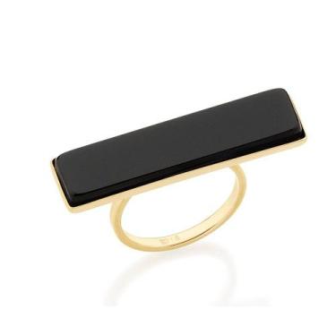 Imagem de Anel banhado ouro 3x 24k 18k e 22k feminino com pedra preta rommanel f