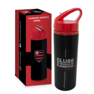 Imagem de Garrafa Squeeze Flamengo C/ Canudo Oficial Alumínio 500ml - Brasfoot P