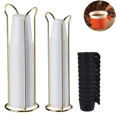 Imagem de Kit Porta Copos Descartável De Mesa Café Chá Água 50/80/200ml Suporte 