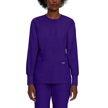 Imagem de Landau Essentials Jaqueta feminina de uniforme hospitalar com 4 bolsos frontais de encaixe 7525, Uva, XXG
