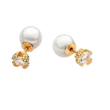 Imagem de Brinco com zircônias e péro -525367-Rommanel Cor: Branco com perola