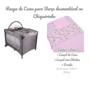 Imagem de Kit Roupa de Cama para Berço Desmontável Portátil Chiqueirinho 3 Peças