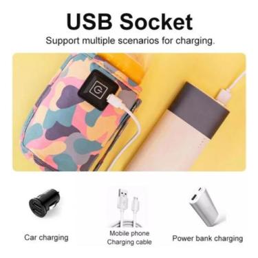 Imagem de Aquecedor 3 Niveis Mamadeira Veiculo/Carro Usb Portátil Rosa - Geral