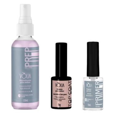 Imagem de Kit volia top coat 10ml + prep spray 120ml + primer 10ml - Genérico