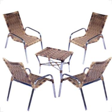 Imagem de Conjunto 4 Cadeiras e Mesa de Centro Alumínio Para Área Externa Fortal