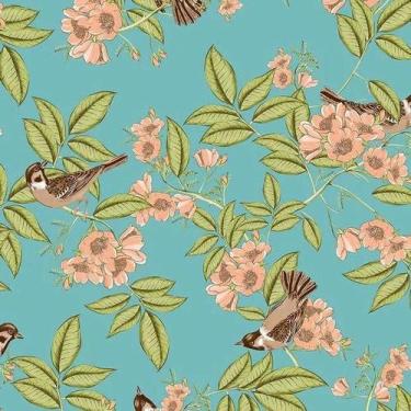 Imagem de  Papel de Parede Vinílico Contemporâneo Floral Azul 4111 - Bobinex