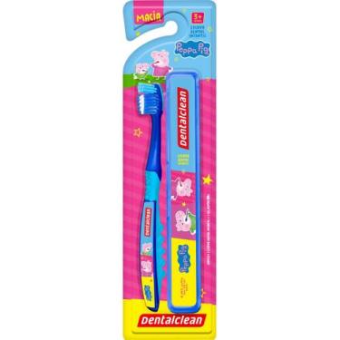 Imagem de Kit escova + estojo peppa pig - macia - 3 anos+ dentalclean, Azul