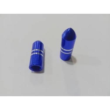 Imagem de Kit 2 Bicos Bicicleta Valvula Aluminio LONGA- Azul WG Sports