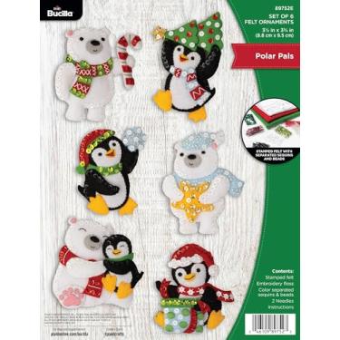 Imagem de Bucilla, Polar Pals, kit para fazer enfeites de feltro com 6 peças, perfeito para artes e artesanato faça você mesmo, 89752E