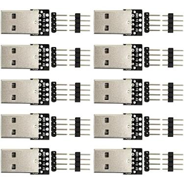 Imagem de naughtystarts Adaptador USB 2.0 tipo A macho para placa de breakout DIP 4 pinos 2,54 mm / 0,1" Pitch PCB placa conversora com 2 tipos de pinos de cabeçalho (pacote com 10 peças)