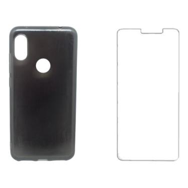 Imagem de Capa Silicone Para Redmi Note 6 Pro Clear Fume + Pel. Vidro - Mustangs