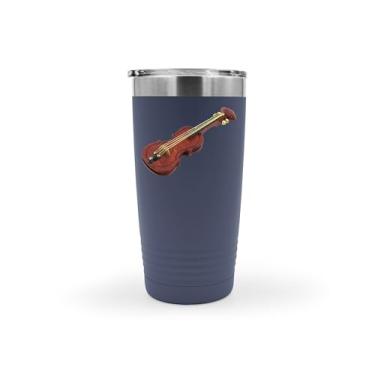 Imagem de SpreadPassion Copo de violino, presente para amantes de violino, copo de aço inoxidável para violino, copo isolado de 590 ml, ideia de presente de aniversário de Natal (azul marinho)