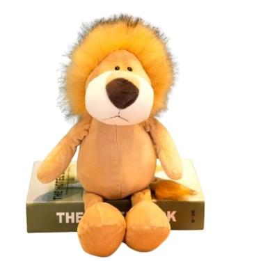 Imagem de BICHINHO de pelúcia | Brinquedos de pelúcia macios para abraçar, almofadas de pelúcia, brinquedo de boneca de animal peludo leão zebra trigre macaco castor raposa elefante girafa (LEÃO)