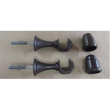 Imagem de Suporte Cortina Varão Simples 19MM 2 UN C/ Ponteira Imbuia - Cortesia