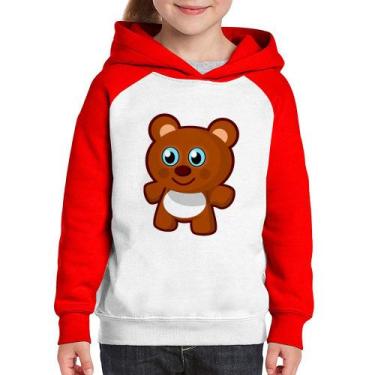 Imagem de Moletom Infantil Ursinho Desenho - Foca na Moda, Branco, Vermelho, 2