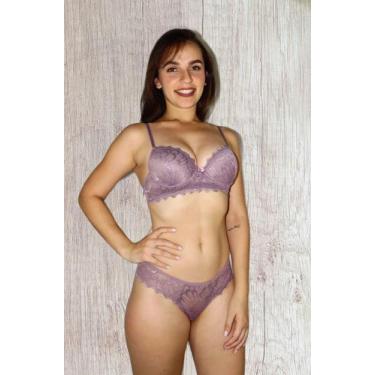 Imagem de kit de conjunto de sutiã e calcinha com 5 lingeries com renda marca ca
