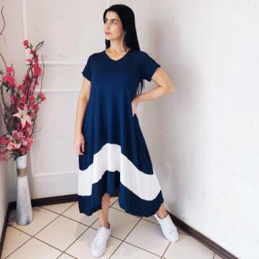 Imagem de Vestido Plus Size Evangelico de Bico com Manga Mega Luxuoso Azul com B