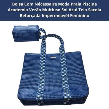 Imagem de Bolsa Com Nécessaire Moda Praia Piscina Academia Verão Multiuso Sol Az