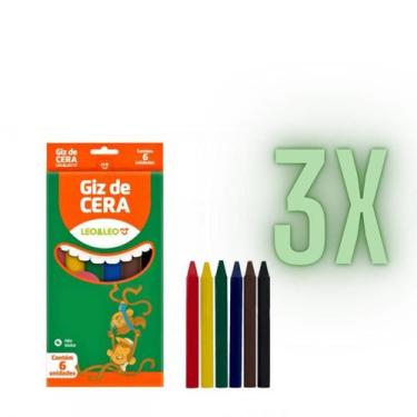 Imagem de 3 Kit Giz De Cera Mini 6 Cores Leo leo Atacado - leonora