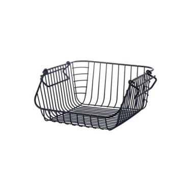 Imagem de Cesto Organizador Empilhável Quadrado Pequeno Preto - MOR