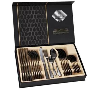 Imagem de Jogo Talheres faqueiro 24 Pç aparelho jantar aço Inox  Mães - Home Goo