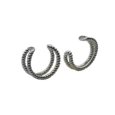 Imagem de Brinco Piercing 2 Fileiras Falso Pressão Argola Orelha Cartilagem - HH